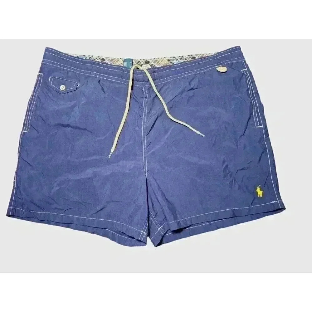 Vintage Polo Ralph Lauren Swim Trunks Mens XXL Navy Blue Bathing Suit Shorts - Picture 1 of 10